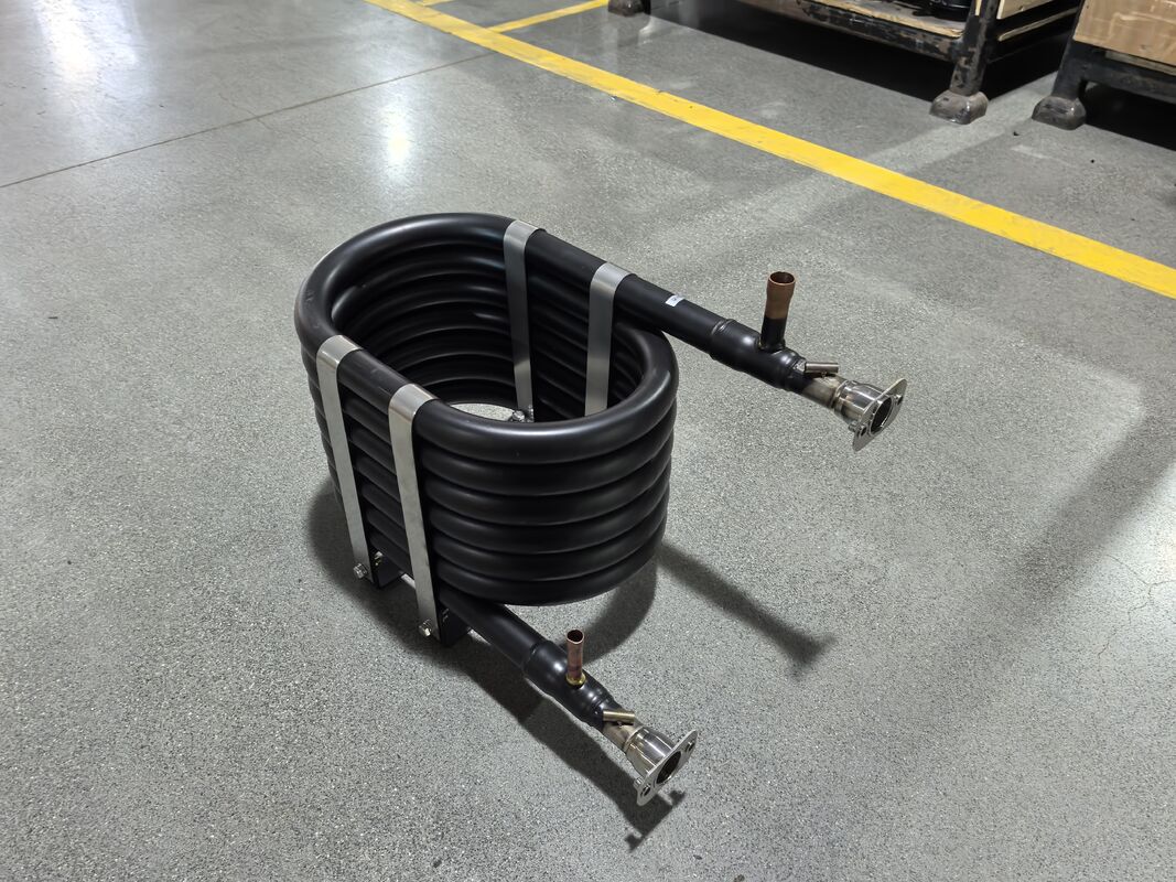 R134a Refrigerant Type Coaxial Heat Exchanger Featuring Spray Black Antirust Paint and Water Pressure 1.0Mpa HVAC সিস্টেমের জন্য আদর্শ