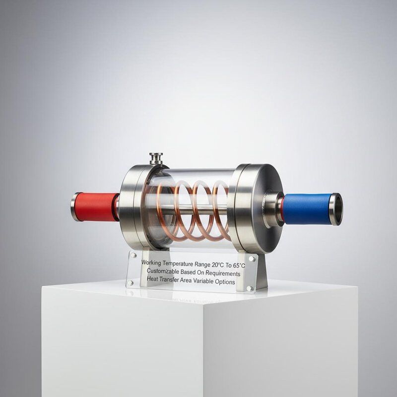 কম রক্ষণাবেক্ষণ অ্যাপ্লিকেশনগুলির জন্য 20 °C থেকে 65 °C কাজের তাপমাত্রা পরিসীমা এবং পরিবর্তনশীল তাপ স্থানান্তর অঞ্চল সহ কোঅক্সিয়াল তাপ এক্সচেঞ্জার